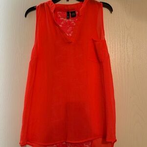Vibrant Orange Sleevless Blouse